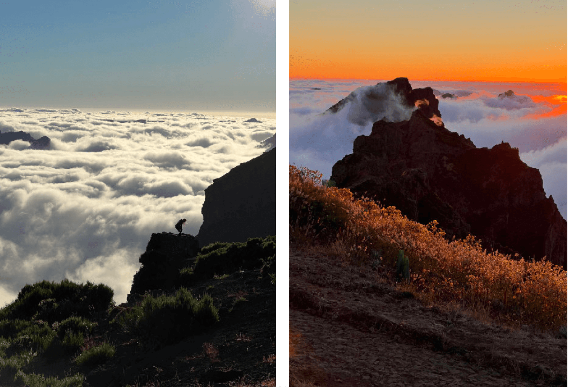 Pico do Areeiro sunrise above the clouds in Madeira — dramatic mountain filming location ideal for commercials, fashion campaigns, aerial cinematography and outdoor productions.